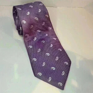 Henry Grethel Men's Purple Paisley Silk Tie Classic Length